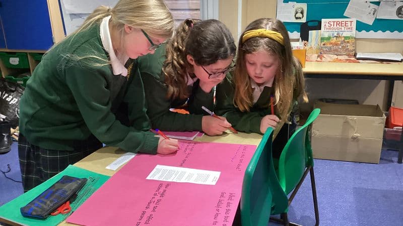 Elder Class Take Part in a Thoughtful Silent Discussion in RE